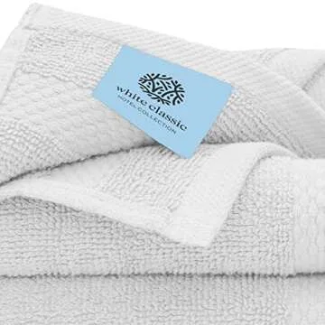 White Classic Luxury Bath Towel Set of 8 Pieces - 100% Turkish Cotton Highly Absorbent Towels for Bathroom, 2 Luxury Bath Towels 700GSM, 2 Hand Towels, 4 Washcloths, Silver
