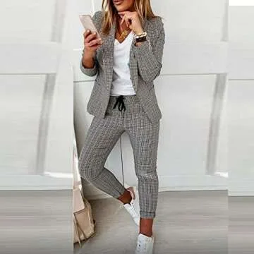 Tapanet Womens Pants Suits Dressy Business Casual Outfits 2 Piece Blazer Sets Open Front Blazers and...