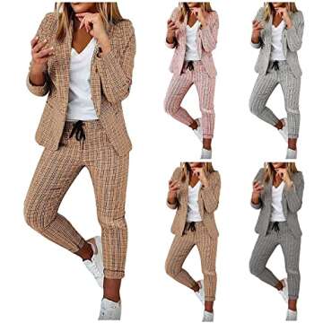 Tapanet Womens Pants Suits Dressy Business Casual Outfits 2 Piece Blazer Sets Open Front Blazers and Slim Fit Pants Suits Set