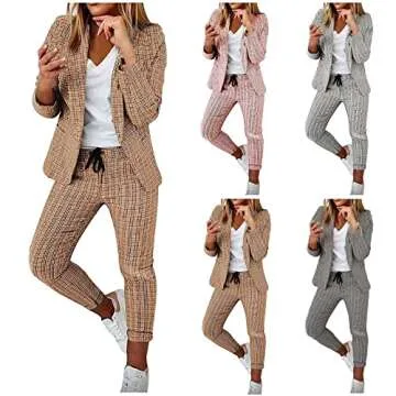 Tapanet Womens Pants Suits Dressy Business Casual Outfits 2 Piece Blazer Sets Open Front Blazers and Slim Fit Pants Suits Set