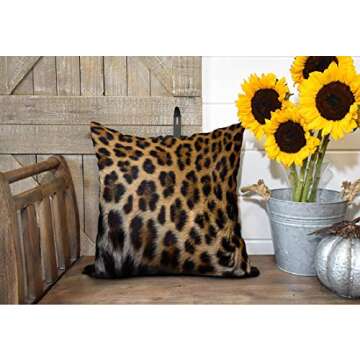 WAYATO Leopard Throw Pillow Covers, 18x18 Pillow Cover Cushion Rectangle Pillow Cover Beautiful Leopard Pattern Print Abstract Africa Animal Couch 18x18 Pillow Cover for Living Room, Brown