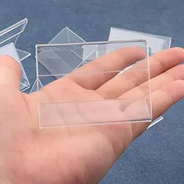 Framendino, 20 Pack L Shape Mini Sign Display Holder Acrylic Name Tag Table Clear Price Stands