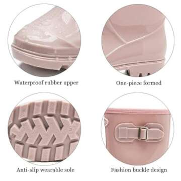DKSUKO Women's Tall Rain Boots Waterproof & Stylish Pink