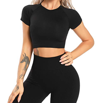 KIWI RATA Short Sleeve Crop Top for Women Classic Fitness Tee