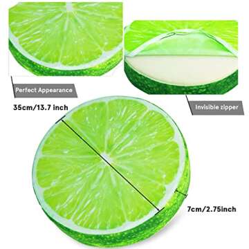 HYSEAS Round Throw Pillows 14 Inch Lemon, 3D Print Decorative Plush Funny Fruit Stuffed Cushions Toy...