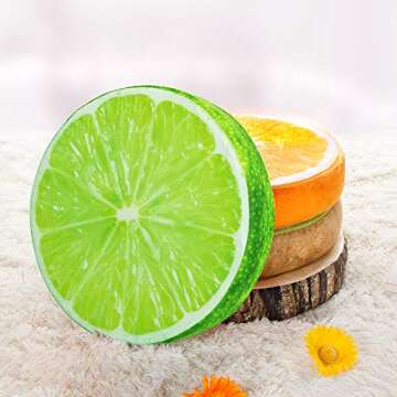 HYSEAS Round 14-Inch Lemon Throw Pillow for Home Décor