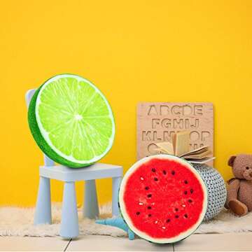 HYSEAS Round 14-Inch Lemon Throw Pillow for Home Décor