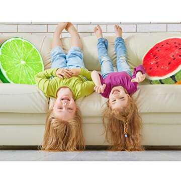 HYSEAS Round 14-Inch Lemon Throw Pillow for Home Décor