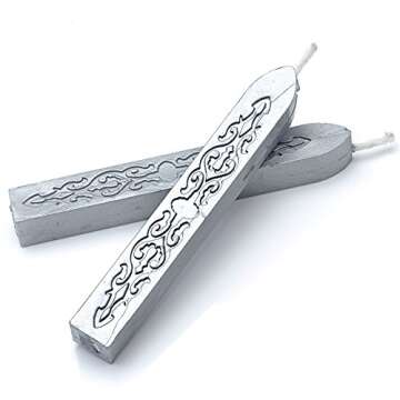 Yoption Sealing Wax Sticks with Wicks Antique Fire Manuscript Sealing Wax for Wax Seal Stamp (Silver)