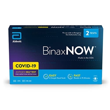 BinaxNOW COVID-19 Antigen Self Test - 2 Tests, 15-Minute Results for Easy Use at Home