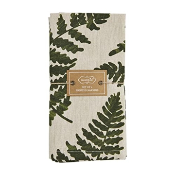 Mud Pie Green Leaf Napkin Set, 18" x 18" Elegant Dining