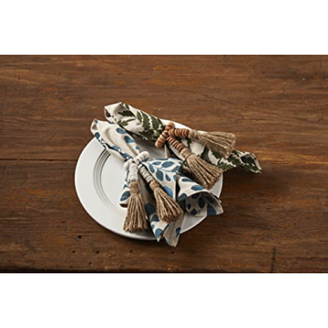 Mud Pie Green Leaf Napkin Set, 18" x 18" Elegant Dining