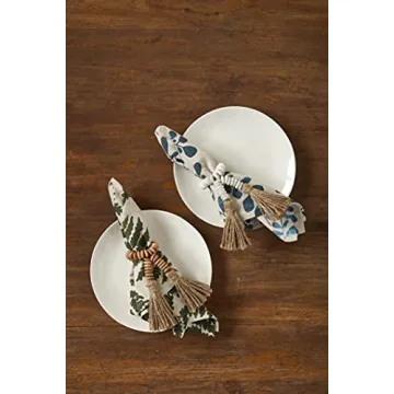 Mud Pie Green Leaf Napkin Set, 18" x 18" Elegant Dining