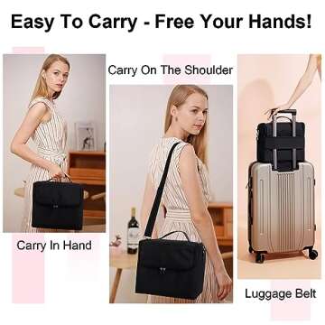 Large Makeup Carrying Train Case for Women, Black Travel Bag Storage Box,4 Tier Professional Nail Or...