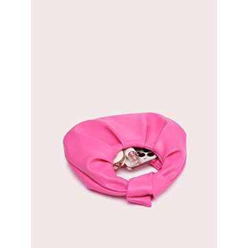 Verdusa Women's Ruched PU Leather Hobo Handbag Clutch Purse Hot Pink one-size