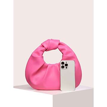 Verdusa Women's Ruched PU Leather Hobo Handbag Clutch Purse Hot Pink one-size