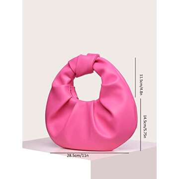 Verdusa Women's Ruched PU Leather Hobo Handbag Clutch Purse Hot Pink one-size