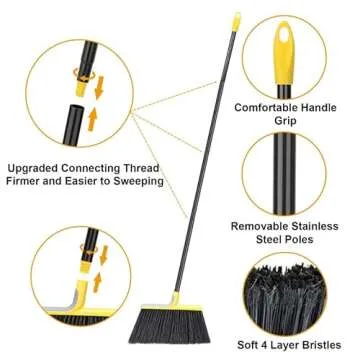 KeFanta Outdoor Broom for Floor Cleaning,58" Heavy-Duty Commercial Broom for Sweeping Concrete Courtyard Garage Patio Indoor Home Kitchen Office Lobby