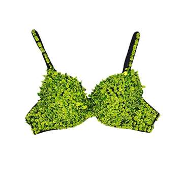 Anlydia Women's Sparkle Glitter Bra Top Rave Dance Belly Dancing Crop Tops Costume Clubwear Green