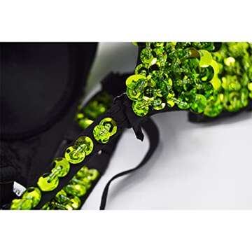 Anlydia Women's Sparkle Glitter Bra Top Rave Dance Belly Dancing Crop Tops Costume Clubwear Green