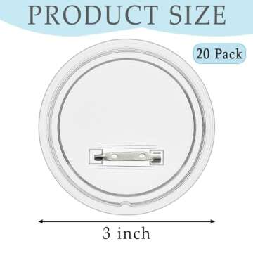 DSYIL 20 Pack Acrylic Buttons Pin Badge, 2.95 Inches Button Maker Blanks, Clear Pin Buttons for Craf...