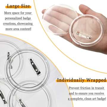 DSYIL 20 Pack Acrylic Buttons Pin Badge, 2.95 Inches Button Maker Blanks, Clear Pin Buttons for Crafts Supplies and DIY Party Projects