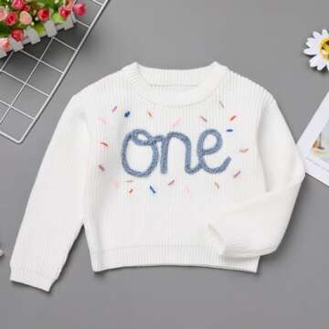 Newborn Baby Girls Boys Sweaters: Fall Winter Outfit Embroidery Knitted Pullover Sweatshirts 1st Bir...