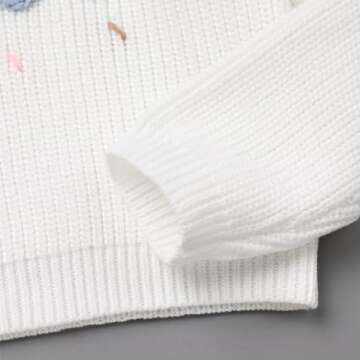 Newborn Baby Girls Boys Sweaters: Fall Winter Outfit Embroidery Knitted Pullover Sweatshirts 1st Birthday Party First Christmas Outwear Photo Shoot Cake Smash Clothes Blue+White 1 Year