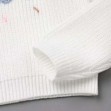 Newborn Baby Girls Boys Sweaters: Fall Winter Outfit Embroidery Knitted Pullover Sweatshirts 1st Birthday Party First Christmas Outwear Photo Shoot Cake Smash Clothes Blue+White 1 Year