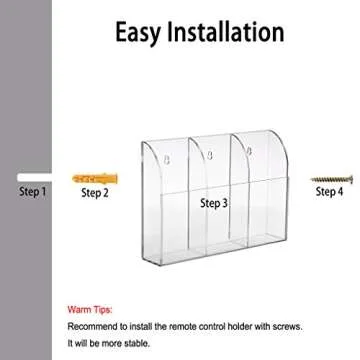 Hipiwe Wall Mount Remote Control Holder Clear Acrylic Media Organizer Storage Box Coffee Table and Nightstand Convenient Remote Control Caddy (Three Compartments)