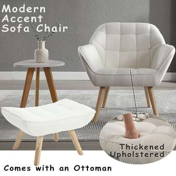 ZH4YOU Sherpa Accent Reading Chair with Ottoman