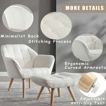 ZH4YOU Sherpa Accent Reading Chair with Ottoman