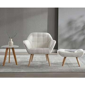 ZH4YOU Sherpa Accent Reading Chair with Ottoman