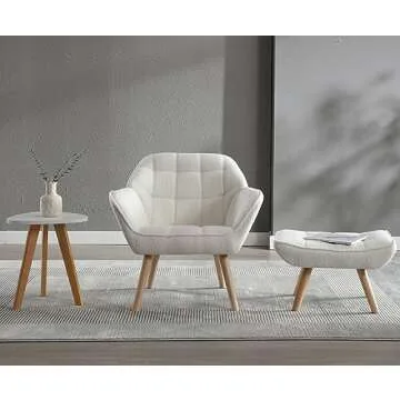 ZH4YOU Sherpa Accent Reading Chair with Ottoman