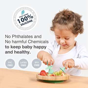 Infant Self Baby Spoon Fork Silicone Self Feeding Utensil Set Baby First Training Weaning for 6+ Month Baby Toddler BPA Free (Midnight Green)