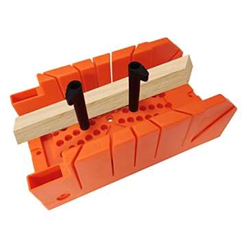 ACEgoes 12" Miter Box with Saw Included, Reinforced Steel Back Saw for Accurate Cutting, Preset 90 45 22.5 and 0 Degree Cuts, 4-1/2in x 3in (width x Height) Cutting Capacity