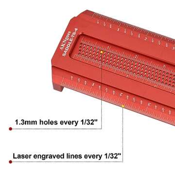 AKNgoes Woodworking Scriber Saddle T-Square Ruler 4in, T-Square for Carpenter Work, Layout and Measu...