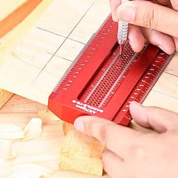 AKNgoes Woodworking Scriber Saddle T-Square Ruler 4in, T-Square for Carpenter Work, Layout and Measuring Tools