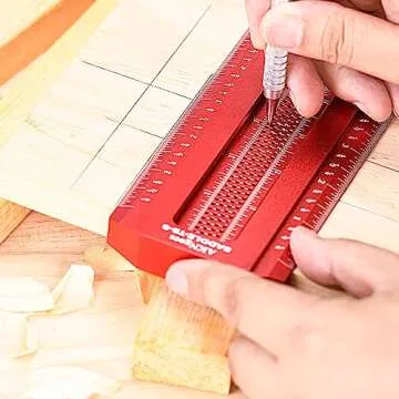 AKNgoes Woodworking Scriber Saddle T-Square Ruler 4in, T-Square for Carpenter Work, Layout and Measuring Tools