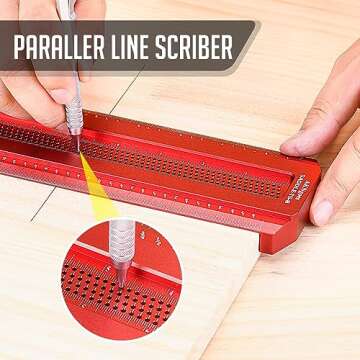 AKNgoes Woodworking Scriber Saddle T-Square Ruler 4in, T-Square for Carpenter Work, Layout and Measuring Tools