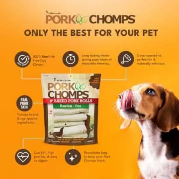 Pork Chomps Baked Pork Skin Dog Chews - Low Fat Rolls