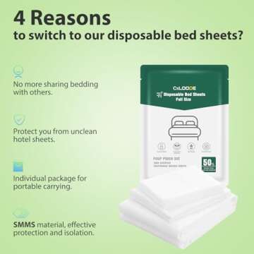2 Pack Disposable Bed Sheets Fitted Sheet, Travel Sheets with Quilt Cover and Pillowcase, Disposable Bedding for Hotel Hospital