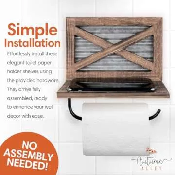 Autumn Alley Rustic Farmhouse Toilet Paper Holder with Shelf - Rustic Farmhouse Bathroom Decor - Farmhouse Bathroom Accessories and Western Bathroom Decor Wall Mounted, Brown Wood