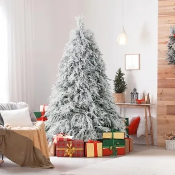 CLEEMAN 6 ft Flocked Christmas Tree with Warm LED Lights