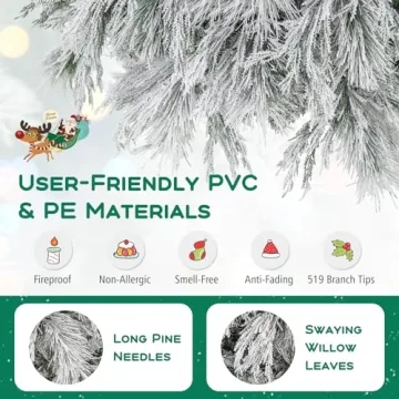 CLEEMAN 6 ft Flocked Christmas Tree with Warm LED Lights