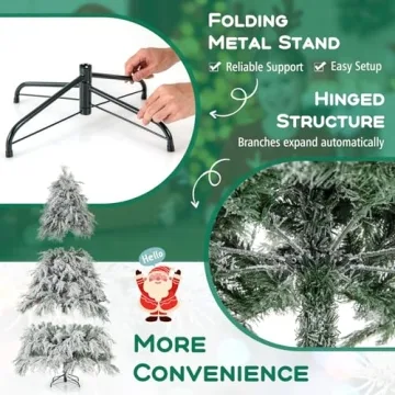 CLEEMAN 6 ft Flocked Christmas Tree with Warm LED Lights