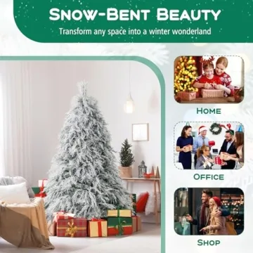 CLEEMAN 6 ft Flocked Christmas Tree with Warm LED Lights