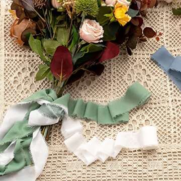 JEDIA Dusty Blue Ribbon, 3 Rolls Graduation Ribbons, 1.5" x 7Yd Green Ribbon for Gift Wrapping, Wedding Invitations, Bouquet Wrap, Bridal Bouquets, DIY Crafts