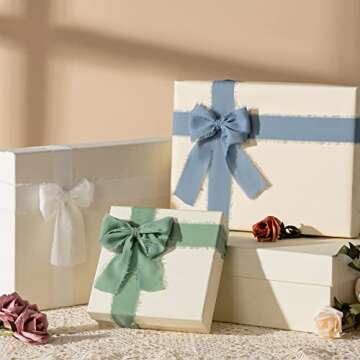 JEDIA Dusty Blue Ribbon, 3 Rolls Graduation Ribbons, 1.5" x 7Yd Green Ribbon for Gift Wrapping, Wedding Invitations, Bouquet Wrap, Bridal Bouquets, DIY Crafts