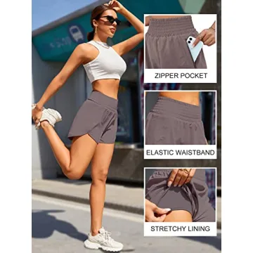 BMJL Women's High Waisted Athletic Shorts with Pocket